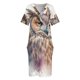 thumbnail image 4 of Búho bohemio: pintura de acuarela de un hermoso búho, vestido holgado con bolsillos, vestido de noche para mujer, vestidos para mujer 2025, 4 of 7