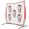 thumbnail image 1 of KFFKFF Filet d'Entraînement pour Quart de Dos 8 X 8 Pi, Filet d'Entraînement de Lancer de Football avec 5 Poches pour Cible, Livré avec Cadre à Nœud et Étui Portable, Améliore la Précision de Lancer QB, Rouge, 1 of 9