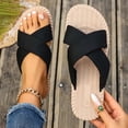 thumbnail image 5 of Womens Crisscross Slide Sandals Breathable Lightweight Cloth Fabric Open Toe Flat Comfortable Summer Beach Shoes Black,Size 38, 5 of 5