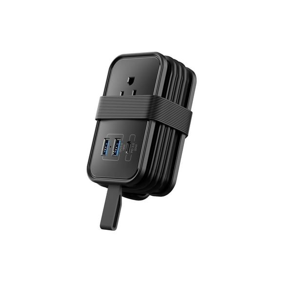 Uncaged Ergonomics - Multiprise - de Voyage, avec ports USB - 1250 Watts - Entrée : NEMA 5-15P - Connecteurs de Sortie : 6 - 36 Pouces - Noir