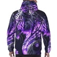 thumbnail image 7 of Lsque Purple Pattern White Tiger Pattern Casual Men's Hoodie,Hooded Sweatshirt with Kangaroo Pocket,Pullover Hoodie-X-Large, 7 of 7