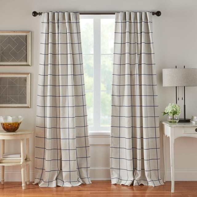 Cortina de ventana Elrene Home Fashions Brighton Plaid Indigo 52 x 108