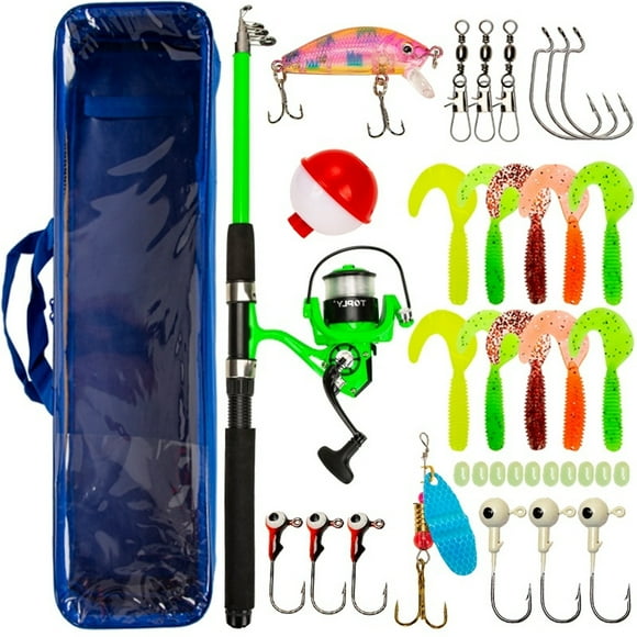 Glass Fiber Telescopic Fishing Rod with Spinning Reels Combos for