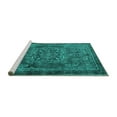 thumbnail image 2 of Ahgly Company Machine Washable Indoor Round Persian Turquoise Blue Traditional Area Rugs, 4' Round, 2 of 4