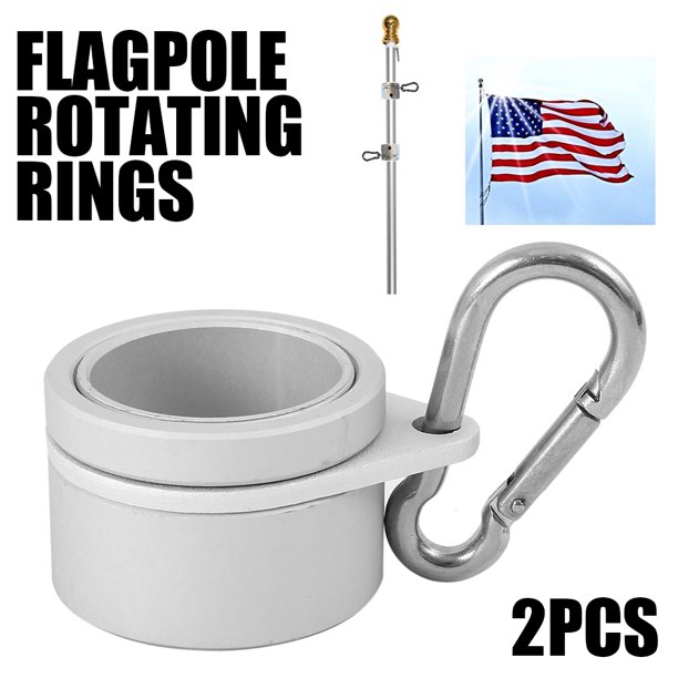 Muyoka 1 par de anillos giratorios de montaje en poste de bandera, conjunto de ojal, Clip ajustable para asta de bandera Muyoka Hogar