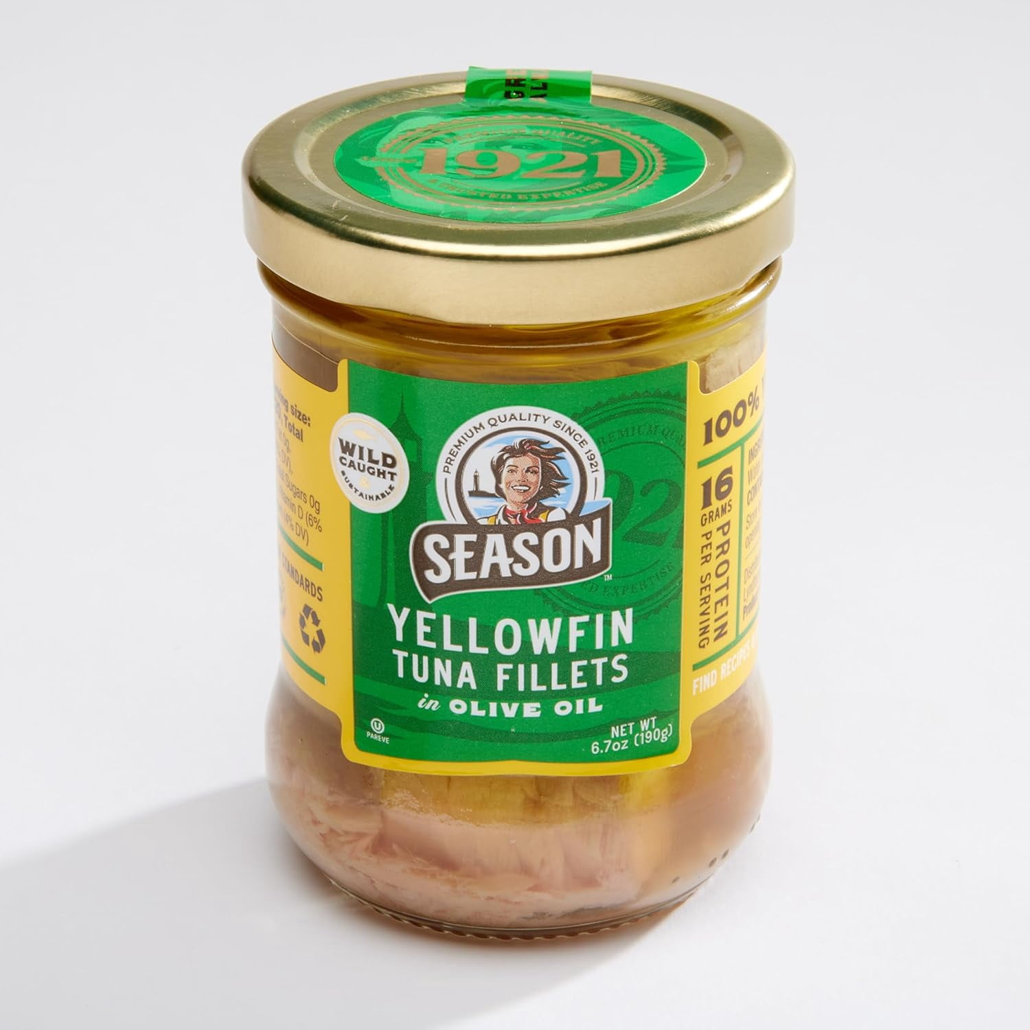 SEASON Wild Caught Yellowfin Tuna Fillets in Olive Oil - 6.7 Oz, 6 Pack