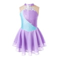 thumbnail image 2 of Jizyo Girls Sequins Ballet Figure Ice Skating Dress Kids Sleeveless Floral Printed Tutu Skirted Lavender 14, 2 of 6