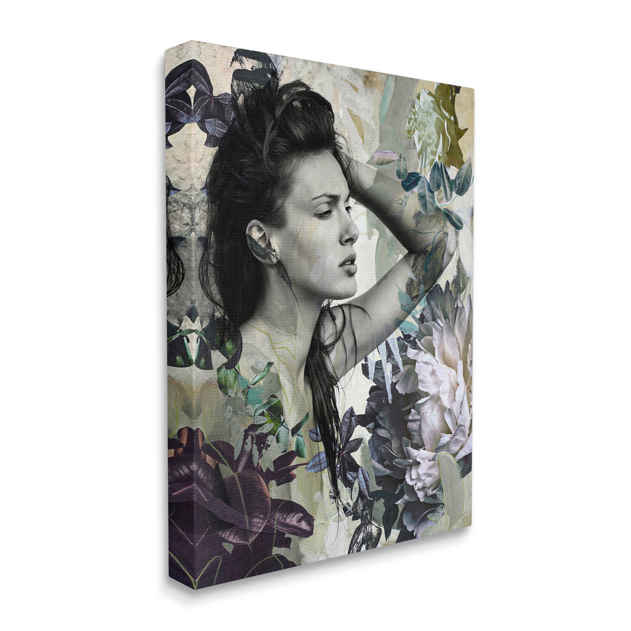 Floral Blossom Woman Collage Botanical & Floral Graphic Art Gallery Wrapped Canvas Print Wall Art