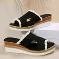 thumbnail image 7 of ZEZKT Women's Flat Slippers Sandals Dressy Summer Open Toe Slip On Leather Slide Sandals Black 5.5, 7 of 7
