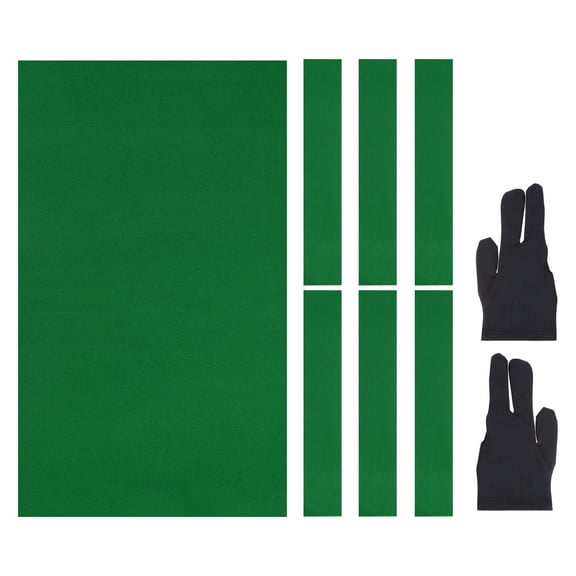 Uxcell 7ft Billiard Cloth Pool Table Felt Kit with 6 Cloth Strips and 2 Gloves Fit for Home Clubs Bars Indoor Sports Games, Green