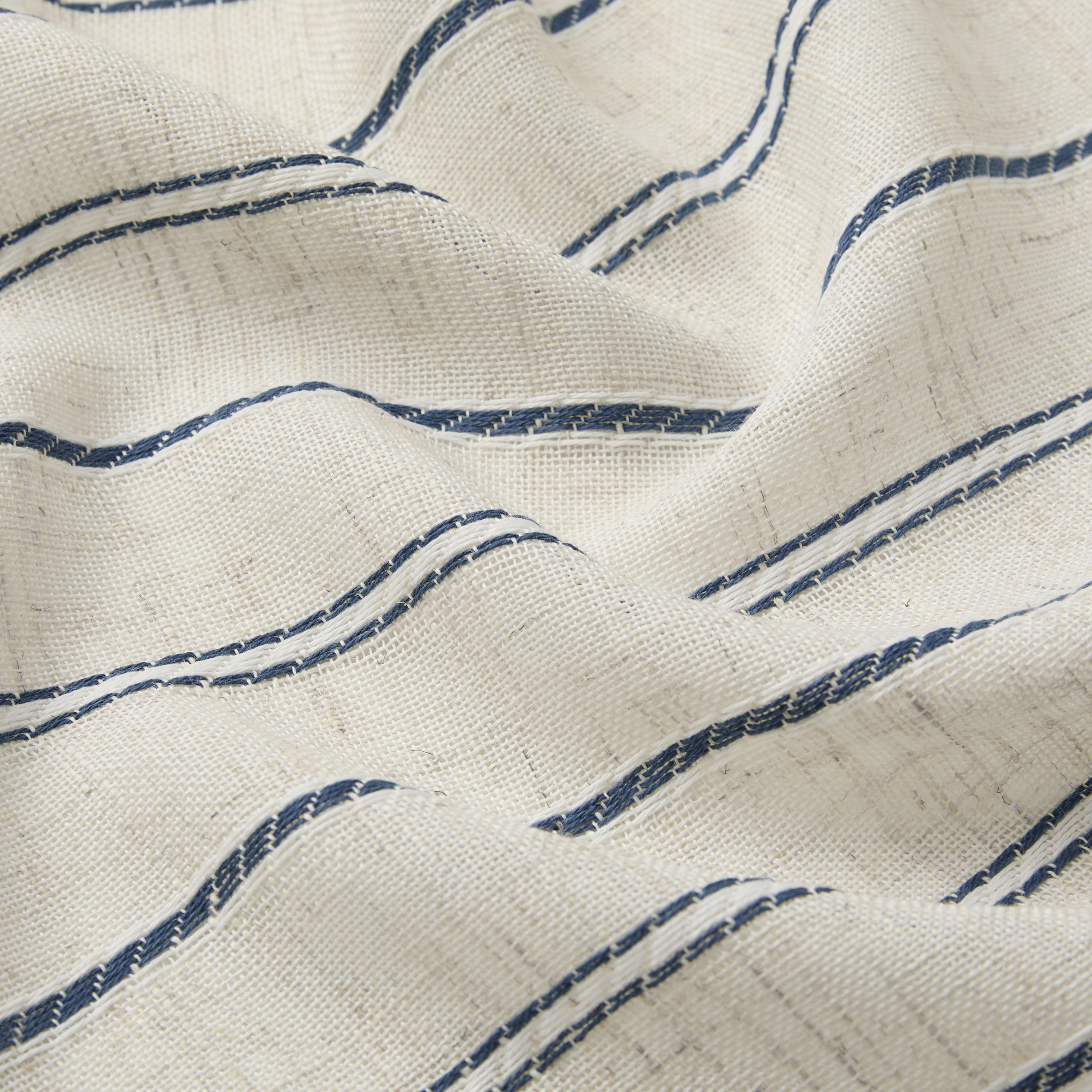 Muuphra Farmhouse Striped Linen Blend Curtains for Living Room Semi sheer Back Tab Coastal Drapes for Bedroom,2 Panels,52"×84"