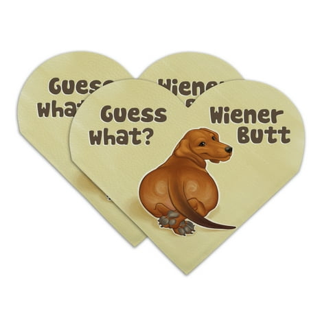 - Guess What? Wiener Dog Butt Dachshund Funny Heart Faux Leather Bookmark - Set of 2