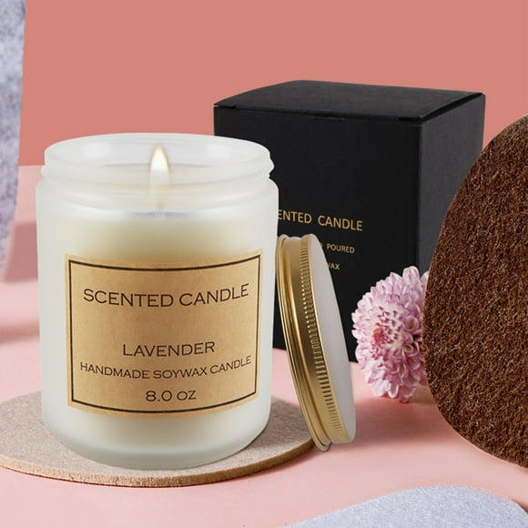 LSLJS Scented Candles for Home Scented Strong Fragranced Aromatherapy Candle Soy Wax Candles Scented for Men Women In Jar Lavender Lemon, Candlestick