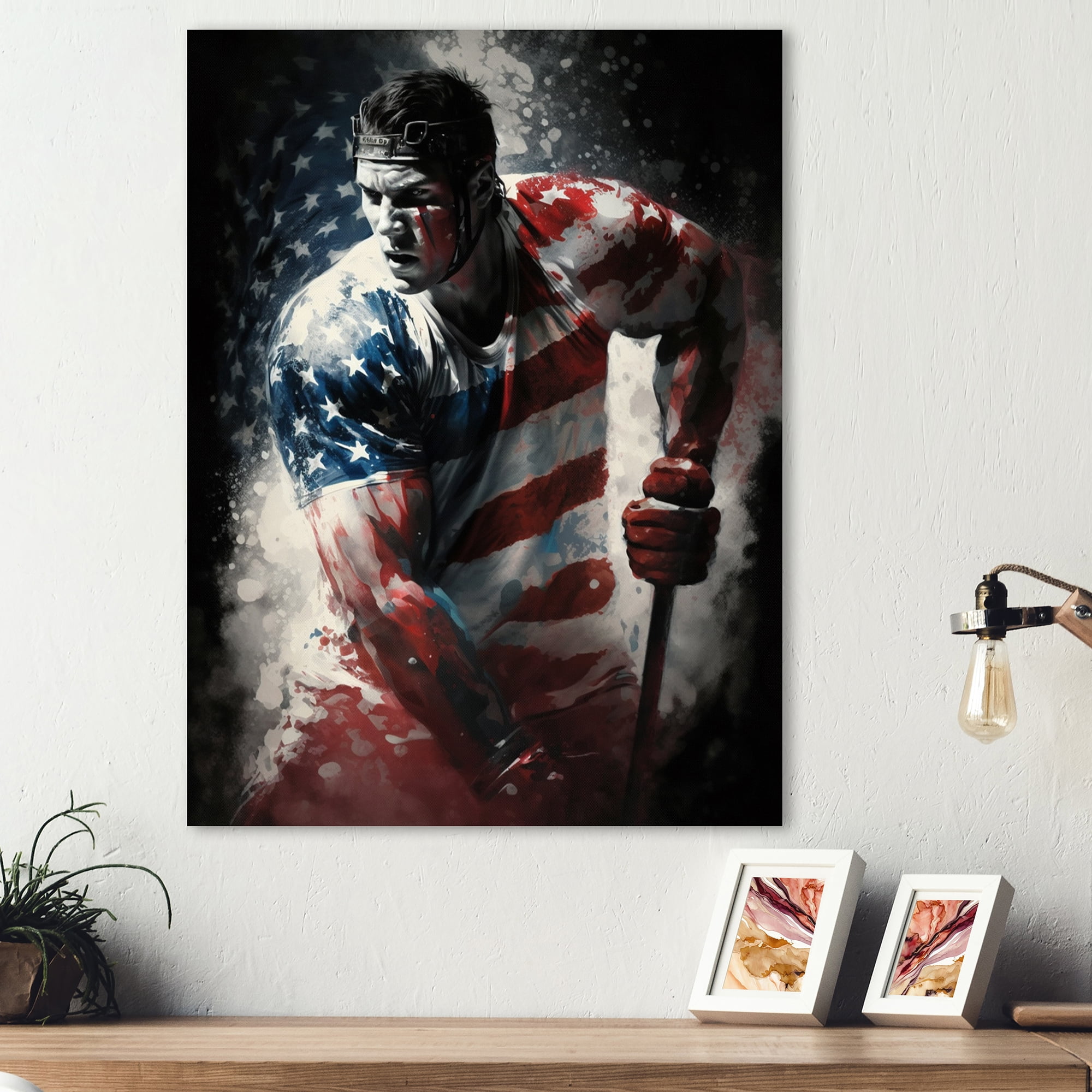 Designart Hockey Playing On The Rink Canvas Wall Art