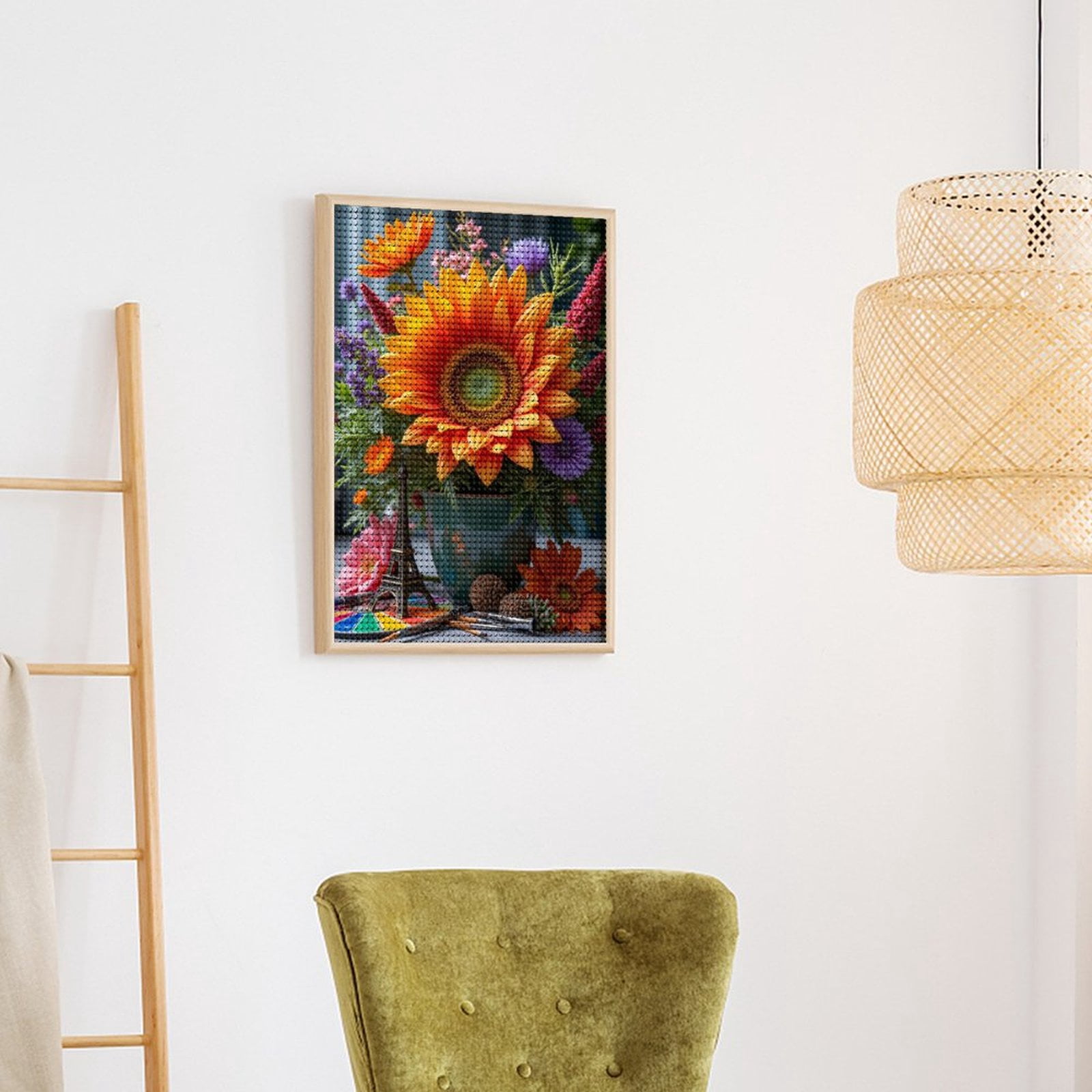 Diamond Art Kits for Adults, Sunflower Bouquet Art Eiffel 5D Diamond Painting Kits for Adults Beginners, DIY Full Drill Diamond Painting, Gem Art and Crafts 12x16