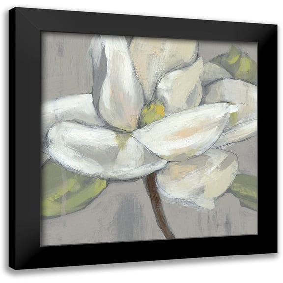 Goldberger, Jennifer 12x12 Black Modern Framed Museum Art Print Titled - Magnolia on Grey