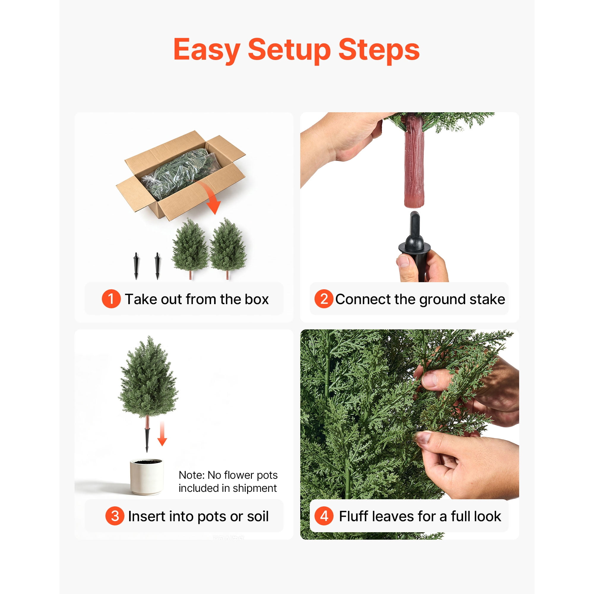 KFFKFF Artificial Topiary Cedar Bush 3 Ft Set of 2 Greenery Faux Shrubs, PE Decorative Trees with Ground Spikes, Indoor & Outdoor Green Plants for Entryway, Porch, Balcony, Patio, Garden