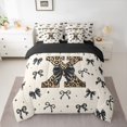 thumbnail image 2 of Feelyou Bow Initial X Bedding Comforter Set 7pcs, Cheetah Leopard Print Full Bedding Set, 2 of 8