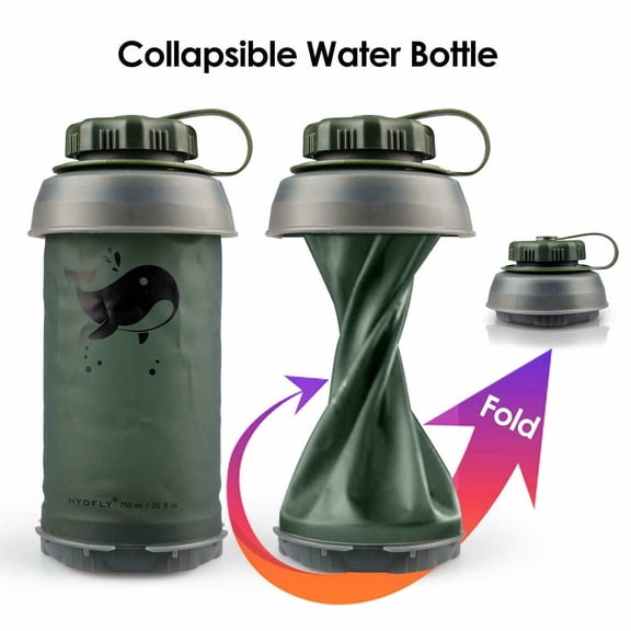 Collapsible Water Bottle with Filter, 26oz 2-Stage BPA Free Portable Outdoor Hiking Water Bottle