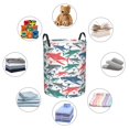 thumbnail image 6 of Balery Colorful Shark Round Laundry Basket with Handles Waterproof Freestanding Laundry Hamper for Clothes Toys in the Dorm and Family-Small, 6 of 8