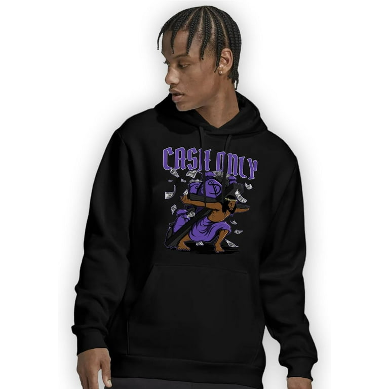 Mens Womens Unisex Cash Only Jesus Hoodie To Match 12s Field Purple Design Printed White Medium Walmart