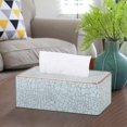 thumbnail image 3 of Leather Tissue Box Facial Tissue Box Tissue Dispenser (Pale Green - Ice Cracks Pattern), 3 of 5