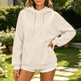 thumbnail image 4 of Women's Pullover Hoodie, Solid Long Sleeve Sweatshirt with Drawstring Hood and Kangaroo Pocket, 4 of 4