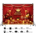 thumbnail image 6 of Red Stage Happy Birthday Backdrop Red Gold Balloon Gift Box Birthday Photography Background for Women Gold Crown Birthday Party Decorations Banner Photo Booth Props, 6 of 6