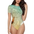 thumbnail image 1 of Balery Starfish And Seashell On The Beach Body de cuello redondo de manga corta para mujer Tops de manga corta Tops básicos-Small, 1 of 7