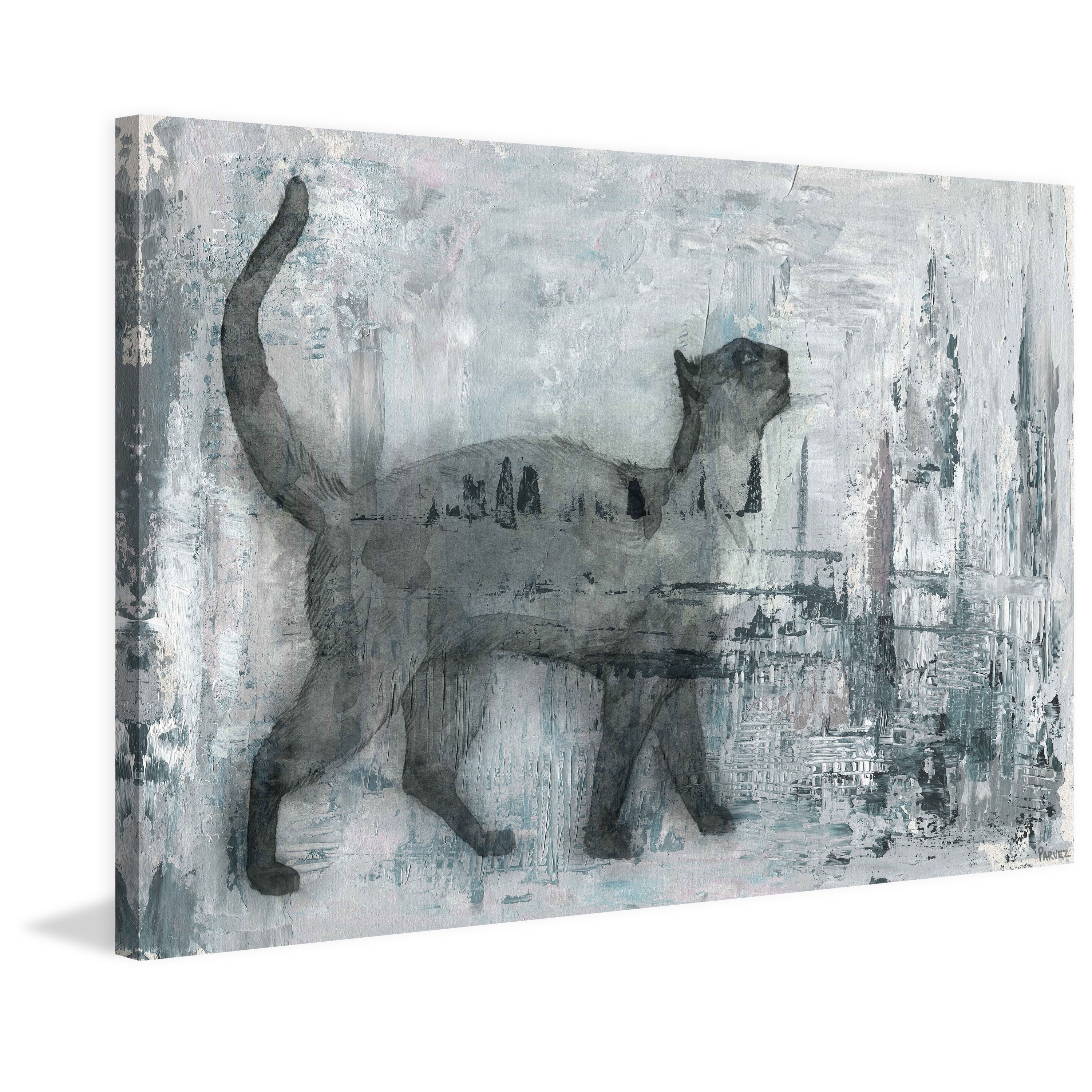 cat prance painting print on wrapped canvas