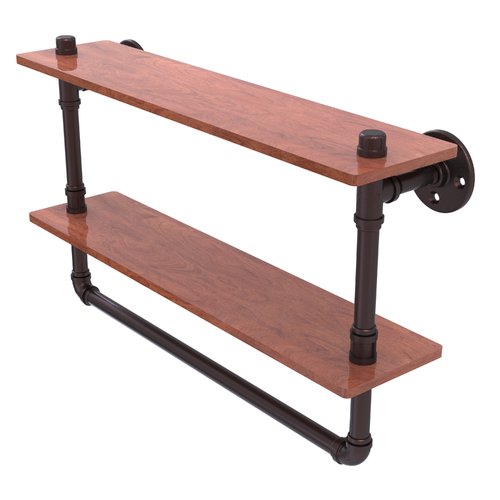 Allied Brass Pipeline 22'' Double Ironwood Shelf with Towel Bar in Oil Rubbed Bronze - image 2 of 7