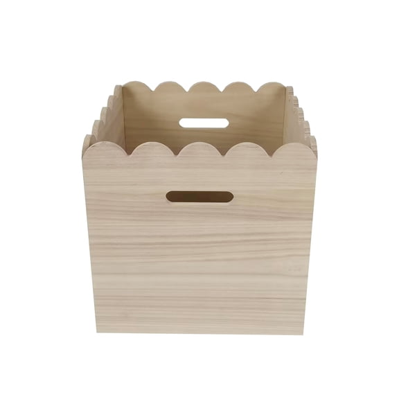 Make Market 12.5" x 12.5" x 12.5" Scalloped Wood Crate, 6 Pack