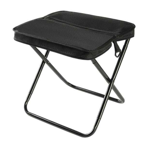 Taburete plegable al aire libre Taburete de campamento compacto de silla portátil para caminar de viaje Negro