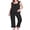 03-C-Black, variant on Womens Two Piece Pajama Set Soft Sleeveless Ruffle Strap Cami Top and Long Pants Lightweight Lounge Sleepwear Black M