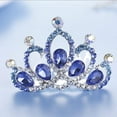 thumbnail image 4 of Princess Crown Comb Mini Crystal Tiara Hair Comb Silver Rhinestone Tiara Birthday Party Favors Decorations and Accessories for Girls (Blue), 4 of 4