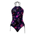 thumbnail image 5 of Linfrsh Women Tankini Swimsuits Two Piece Bathing Suit Leaves Tankini Top with Shorts Swimwears Dark Blue,2XL, 5 of 5