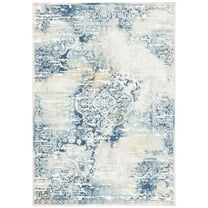 SAFAVIEH Skyler Luka Distressed Area Rug, Navy/Gold, 4'5" x 6'5"