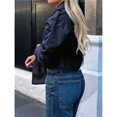 thumbnail image 4 of Chaquetas para Mujer, Informales, Holgadas, Cómodas, Estilo Utilitario, con Botones y Solapa Grande, , para Mujer. Azul Marino M, 4 of 7