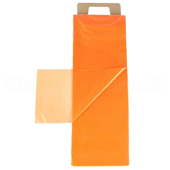 100 Pack - CleverDelights 7.5' x 21' Newspaper Bags - 0.8 mil - Orange Heavy Duty Open Flat Plastic Bags