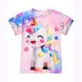 thumbnail image 3 of Beilxfa Little Girls Cartoon Short Sets Summer 2 Piece Outfits Toddler Teen Girl Top T-shirt and Shorts Pjs 3-10T-Unicorn, 3 of 8