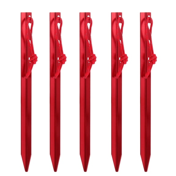 ETEREAUTY 5Pcs Red Tent Stakes Simple Design Tent Pegs Convenient Camping Supplies