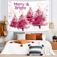 thumbnail image 5 of Merry Christmas Tapestry, Abstract Watercolor Pink Xmas Tree Ball Forest Farmhouse Colorful Star Winter Holiday Bedroom Living Room, Tapestries Aesthetic Home Decor, 60X40IN, 5 of 5