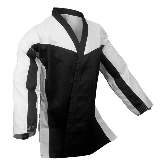 Black White Karate Top Only Demo Team Open Taekwondo Jacket Gi Freestyle Competition Martial Arts (#00)