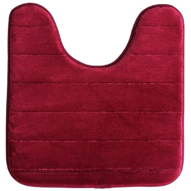 Burgundy Memory Foam Toilet Bathroom Mat, Soft and Comfortable UShaped