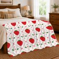thumbnail image 6 of YShenghong Retro Strawberry Repeat With Floral Diamond Grid Printed Flannel Blanket, 6 of 7
