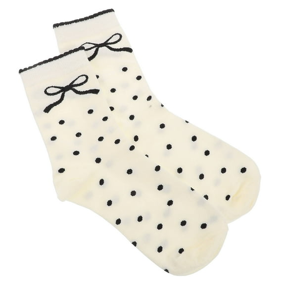 HEMOTON Cute Bowknot Socks for Women Featuring Soft Thin Cotton Material and Breathable Design White Midcalf Length