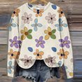 thumbnail image 4 of Womens Cute Sweatshirts Flowers Print Crewneck Fuzzy Knit Sweater Loose Fit Casual Fall Winter Long Sleeve Tops (XL, Beige), 4 of 6