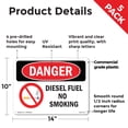 thumbnail image 2 of Diesel Fuel No Smoking OSHA Danger Rigid Plastic Sign 14 Inch x 10 Inch - 5 Pack, 2 of 8