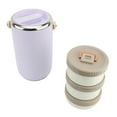 thumbnail image 1 of 2.6L Multi Layer Vacuum Insulated Food Jar, Stainless Steel Material Leakproof Design 3 Tier Stackable Insulated Lunch Box with Handle for CampingWhite, 1 of 7