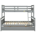 thumbnail image 6 of Euroco Wood Twin over Full Bunk Bed with Trundle for Kids Teens & Adults Bedroom, Gray, 6 of 14